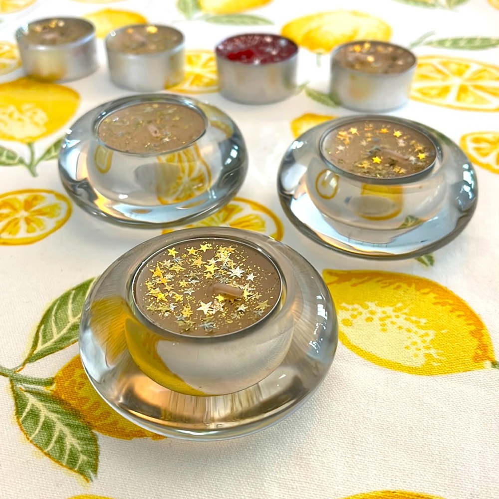 Pier 1 - Glass tea light candle holders with candles